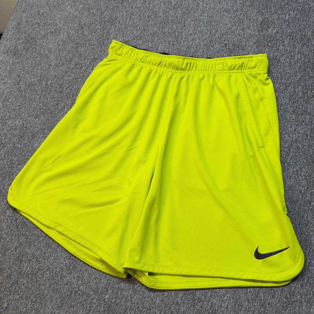 Nike Dri-FIT Mens Mesh Training Shorts Neon Yellow Volt 890811-322 XL
